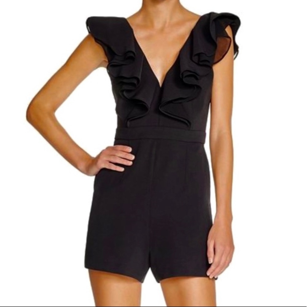 Bardot Revolve Ruffle V Neck Romper